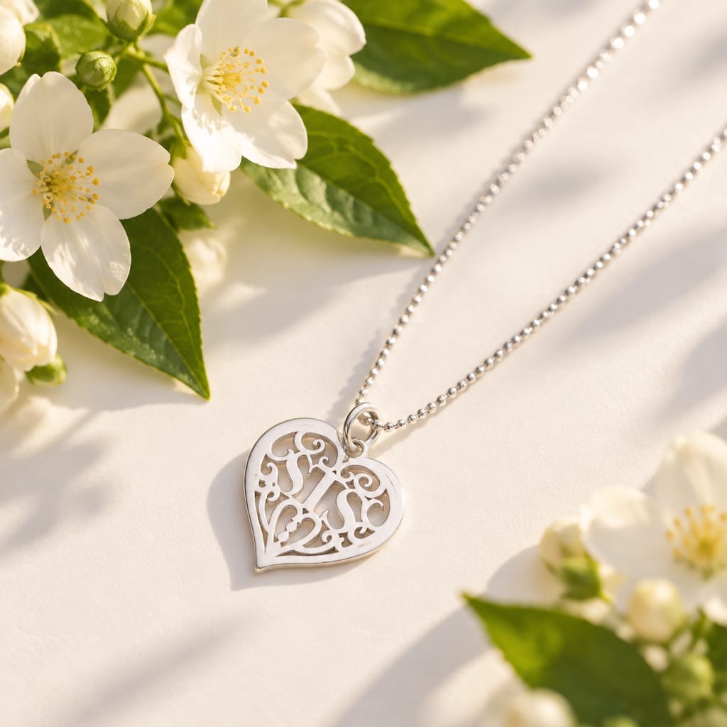 Filigree 'SIS' Heart Necklace
